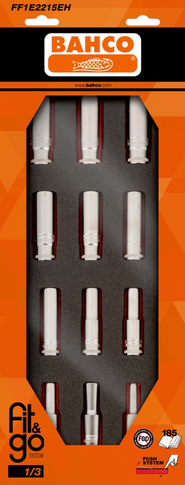 1/2"LONG SOCKETS 12PCS W/HANGE