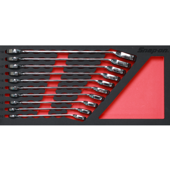 Snap-on 10件式 Flank Drive®棘輪梅開扳手泡棉套組(10-1